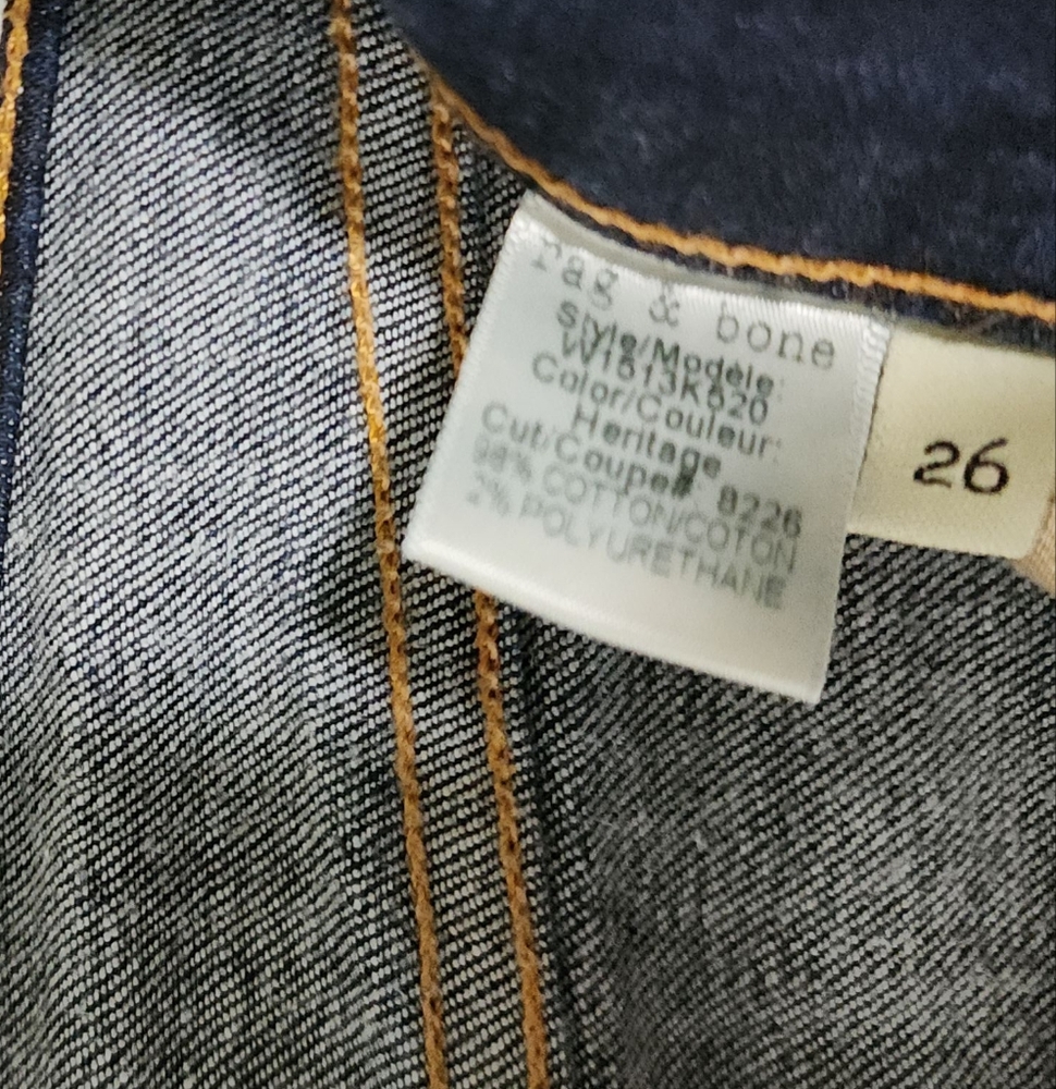 rag & bone High Rise Skinny Dark Wash Fitted Stretch Denim Jeans Size 26x29.5 - Picture 3 of 14